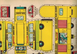 PRESSE JOURNAL LE SUD OUEST : PLANCHE PUBLICITAIRE EN CARTON AVEC AUTOBUS A DECOUPER ET RECONSTITUER La Vitrine Remorque - Placas De Cartón