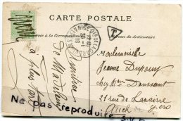 - Timbre Principauté De Monaco, Sur CPA, Taxée, Avec Cachet De NICE-GARE, Bizarre, 1916,  BE, Scans. - Marcophilie