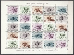 Turkey 1960 Olympic Games Stamps In Full Block, Mint Never Hinged - Ongebruikt