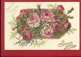 DVO2-05 Bonne Fête, Bouquet De Fleurs Oeillets Et Roses. Circulé Sous Enveloppe. - Autres & Non Classés