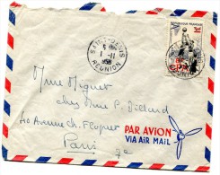 SAINT DENIS Réunion CAD Du 1.11.1956 Sur N° 1072 Surcharge 8 F CFA Pour Paris ......G - Storia Postale