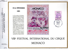 Feuillet Tirage Limité CEF 187 Festival International Du Cirque Monaco - Storia Postale