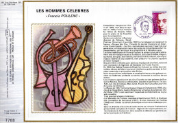 Feuillet Tirage Limité  CEF 282 Soie Les Hommes Célébres Francis Poulenc Compositeur Musique - Lettres & Documents