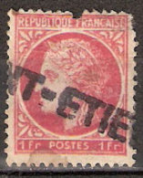 Timbre France Y&T N° 676 (8) Obl.  Type Cérès De Mazelin.  1 F. Rose-rouge. Cote 0,15 € - 1945-47 Cérès Van Mazelin