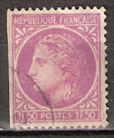 Timbre France Y&T N° 679 (7) Obl.  Type Cérès De Mazelin.  1 F 50. Lilas. Cote 0,15 € - 1945-47 Ceres De Mazelin