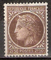 Timbre France Y&T N° 681 (5) Obl.  Type Cérès De Mazelin.  2 F 50. Brun. Cote 0,15 € - 1945-47 Ceres (Mazelin)