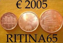 TRIS !!! N. 3 COINS/MONETE 1,2 AND 5 CT. ITALIA 2005 UNC/FDC !!! - Italy