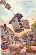 Fliegendes Toilettenhäuschen, "Des Bauers Himmelfahrt", Sign. Arthur Thiele - Thiele, Arthur