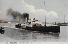 CARTE POSTALE ORIGINALE ANCIENNE : LA TOUQUES  BATEAU FERRIE A VAPEUR LIAISON TROUVILLE LE HAVRE SEINE MARITIME (76) - Ferries