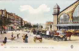 LE HAVRE - Place De La Gare Et Cours De La République - Superbe Carte Colorée - Gare