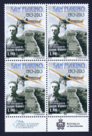 2013 SAN MARINO "CENTENARIO ATTERRAGGIO GIANNI WIDMER" QUARTINA MNH - Nuevos