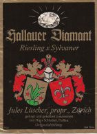 JULES LUSCHER HALLAUER DIAMANT RIESLING ZURICH SVIZZERA SWITZERLAND WINE LABELS - Riesling