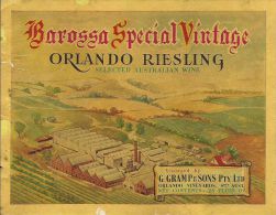 BAROSSA SPECIAL VINTAGE ORLANDO RIESLING G GRAMP & SONS AUSTRALIA WINE LABEL - Riesling