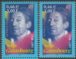 [03] Variété : N° 3393 Gainsbourg Visage Violet Au Lieu De Bleu + Normal  ** - Ungebraucht