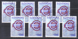 Slovakia  First Euro Value Stamp  , Symbol Of Euro , Map  2009    8x  FU - Usados