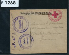 FRANCE- LETTRE DU CAMP D 'ERFURT  POUR LA FRANCE CACHET CROIX ROUGE 1916 A VOIR - Cruz Roja