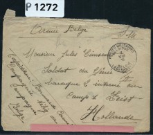 BELGIQUE -LETTRE D UN TELEGRAPHISTE POUR UN PRISONNIER AU CAMP DE ZEIST EN HOLLANDE   AVEC CENSURE 1915 A VOIR - Cartas & Documentos