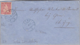 Heimat ZH SCHOENENBERG 1877-12-01 Blau Brief 10Rp. Sitzende (Zahnfehler) - Briefe U. Dokumente