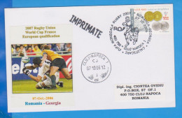 Rugby World Cup France European Qualification Romania - Georgia Special Cancellation Romania Cover - Rugby