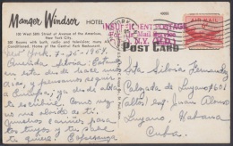 1957-H-8 US. 1955. SOBRE CON TASA POR COBRAR. POSTAGE DUE. HOTEL WINDSOR. NEW YORK. US. - Storia Postale