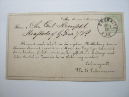 CHEMNITZ , 1872 ,  Klarer Stempel Auf Firmenkarte - Cartas & Documentos