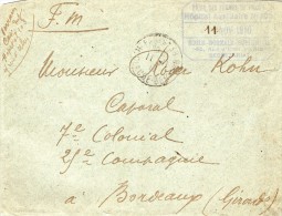 TB 595  - Lettre - Franchise Militaire -  Croix - Rouge - Union Des Femmes  De France - Hopital Auxiliaire N°103 PARIS - 1. Weltkrieg 1914-1918