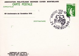 C01-034 - France CEP - Carte Entier Postal  Du 11-11-1978 - COB  - Cachet De 25 Montbelliard - Série  - 60ème Anniv De L - Lots Et Collections : Entiers Et PAP