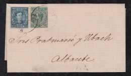 Spain 1876 Cover With 5c War Tax Stamp MADRID To ALBACETE - Covers & Documents