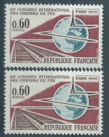 [03] Variété : N° 1488 Chemin De Fer Brun-rouge Au Lieu De Brun-noir  + Normal  ** - Unused Stamps