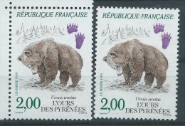 [03] Variété : N° 2721 Ours Des Pyrénées Traces De Pattes Lilas Au Lieu De Violet + Normal  ** - Nuevos