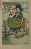 ENFANTS - Jolie Carte Fantaisie Enfants Petits Hollandais En Sabots Et Fleurs Signée FLORENCE HARDY - Hardy, Florence