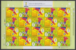 South Korea KPCC2366-7 FIFA 2014 Brazil World Cup, Brazil, Soccer, Sports, Emblem, Full Sheet - 2014 – Brazilië