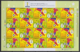 South Korea KPCC2366-7 FIFA 2014 Brazil World Cup, Brazil, Soccer, Sports, Emblem, Full Sheet - 2014 – Brasile