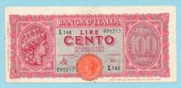 BANCONOTA ITALIA - LIRE 100, CENTO LIRE (10-12-1944) BB - Andere & Zonder Classificatie