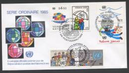 FDC ONU - NEW YORK GINEVRA VIENNA - 1985 SERIE ORDINARIA 02 - Gemeinschaftsausgaben New York/Genf/Wien