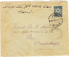 Türkei  Ganzsachen Brief 1 Piastre Von Sivas Nach Péra Constantinople - Storia Postale