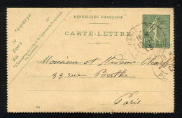 FRANCE Y&T 130-CL1  OBL Entier Carte-Lettre - Type Semeuse - Cartes-lettres