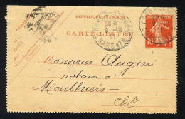 FRANCE Y&T138-CL1 OBL Entier Carte-Lettre - Type Semeuse - Kartenbriefe