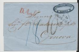 Rl172a/ RUSSLAND -  D. A. A. L. Auf Brief Odessa Nach Genua, Taxvermerke Handschriftlich  1858 - Lettres & Documents