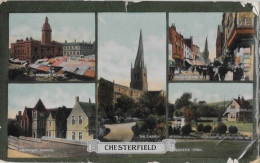 Chesterfield - Multi View - The Church, Market Place, Grammar School... - Derbyshire