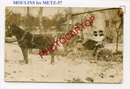 MOULINS Les METZ-Attelage-Neige-Soldats-Carte Photo Allemande-Guerre-14-18-1WK-FRANCE-57-Feldpost- - Metz Campagne