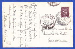 CARTE POSTALE, À BARCARENA -- CACHET - CASTELO BRANCO, 21.SET.1944 + QUELUZ - Storia Postale