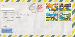 944FM- BRASILIAN SOCCER CLUBS, STAMPS ON COVER, 1991, BRASIL - Brieven En Documenten