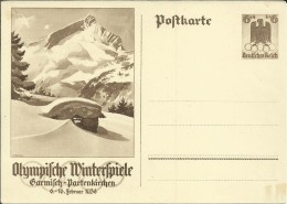 ALEMANIA REICH ENTERO POSTAL OLIMPIADAS DE INVIERNO 1936 GARMISCH PARTENKIRCHEN SKI - Winter 1936: Garmisch-Partenkirchen