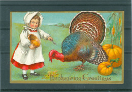 Relief - Gaufrée - Embossed - Prage - Dinde - TBE - Thanksgiving