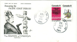 CANADA - 1974 - HONOURING THE PACIFIC COAST INDIANS, The Indians Of Canada - Toronto - FDC - 1971-1980