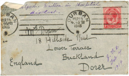 South Africa - Sud Africa - SUID AFRIKA - 1918 - 1d - Viaggiata Da Durban Per Buckland, England - Covers & Documents