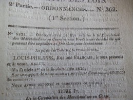 Bulletin Des Lois N° 369. Circulation Des Marchandises En Corse. 1er Juillet 1835 - Ohne Zuordnung