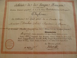 Rare Diplôme Avec Autographes Et Cachet.1808 Athénée De La Langue Française. Empire Pages - Diplomas Y Calificaciones Escolares