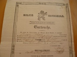 Cartouche De Congé 1837 Belgique Audenard Milice Nationale - Documenti